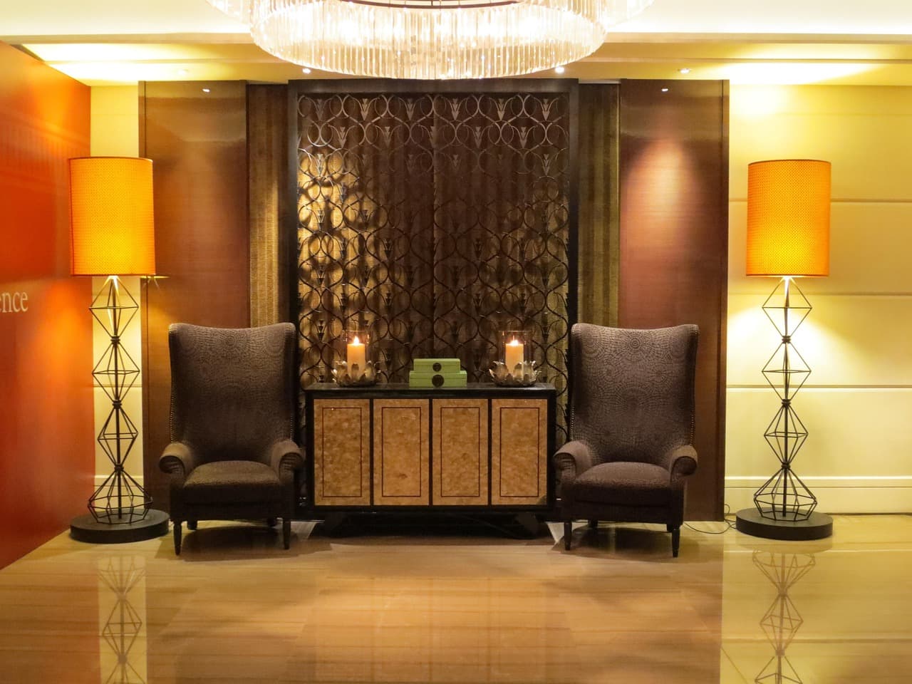 Luxury hotel lobby with elegant interior design